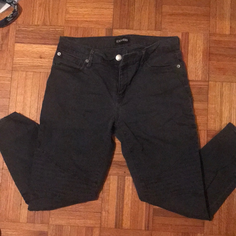Grey moto style jeans